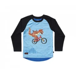 Kids Ride Shotgun Dino Windproof Kids Jersey In Blue/Black